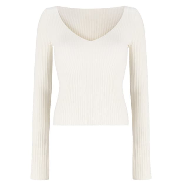 델라인 딥브이넥 니트 아이보리 