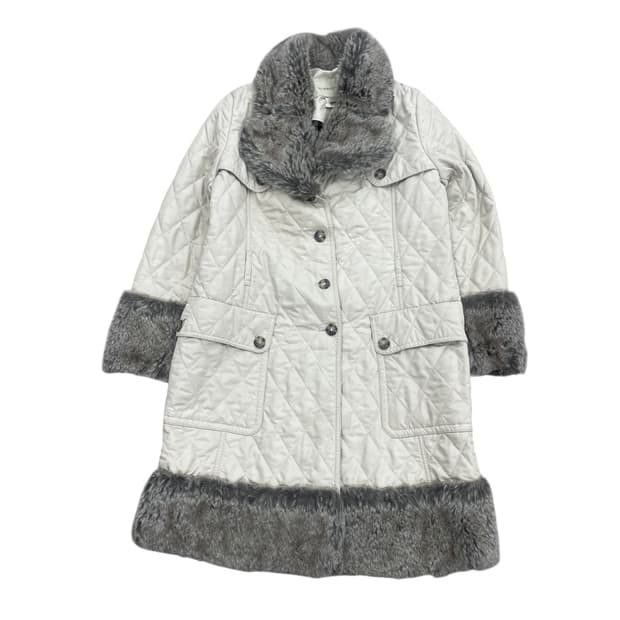 버버리 퀼팅 털 코트 아이보리