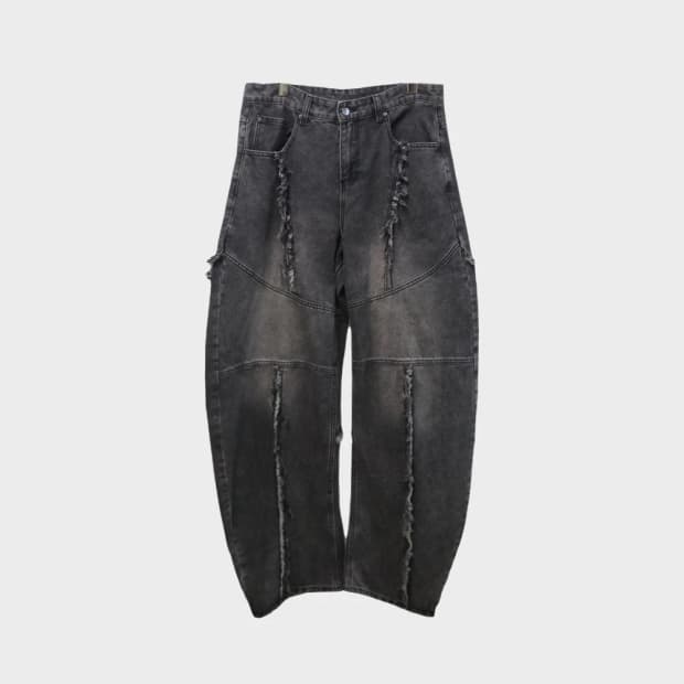 절개 데미지 디테일 벌룬핏 데님팬츠 62088