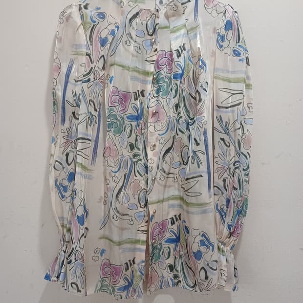 THE IZZAT COLLECTION 연베이지색 오간자 블라우스 