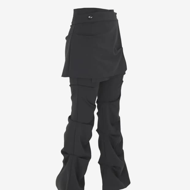 오호스 Wrap Over Tuck Pants / Charcoal