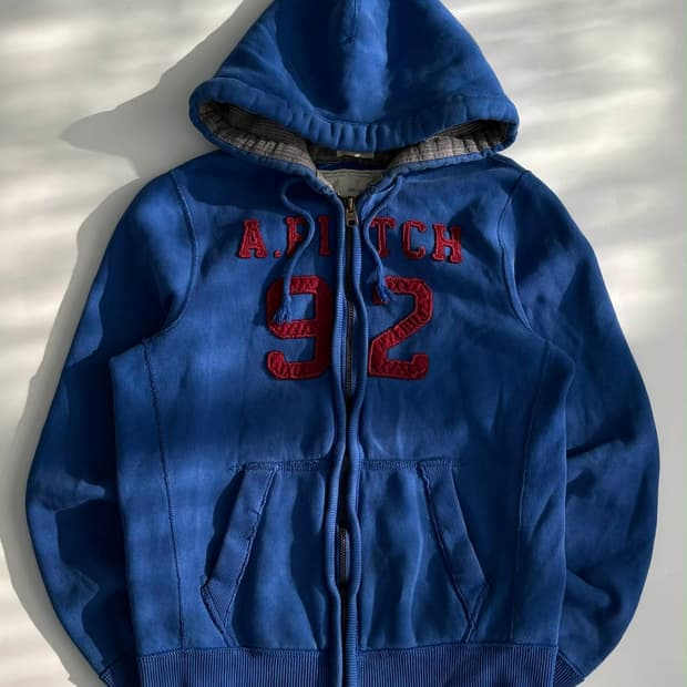 [L] 아베크롬비 블루 버건디 후드집업