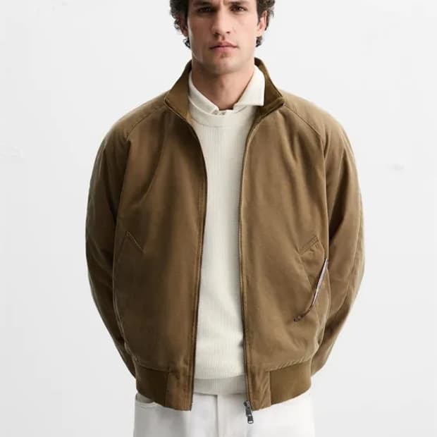 새제품XL 자라 빈티지 오일 워싱 자켓 블루종 점퍼 해링턴 바라쿠다