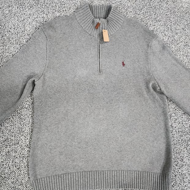 그레이 하프 집업 니트 