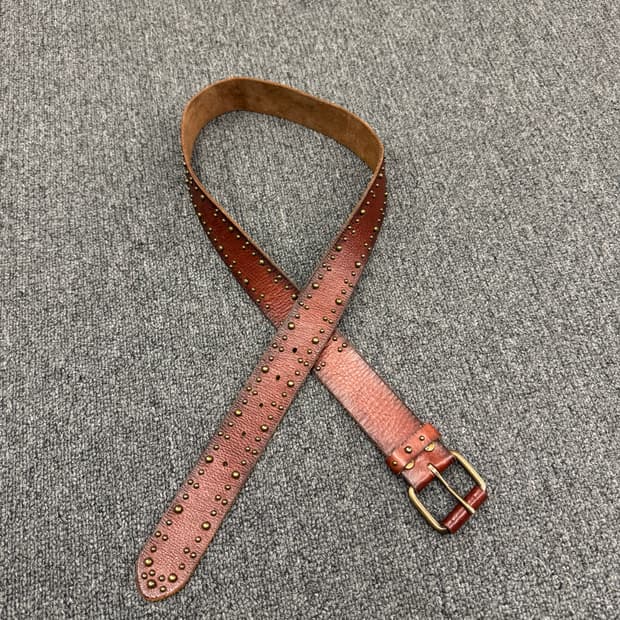 American Eagle 빈티지 스터드 패턴 웨스턴 브라운 가죽벨트