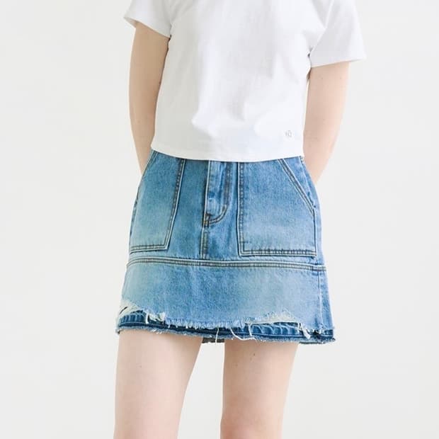 어다울 티어 빈티지 데님 미니스커트 M