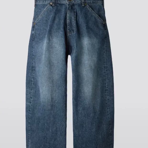 [3]해칭룸 와이드 커브진 워시드 블루