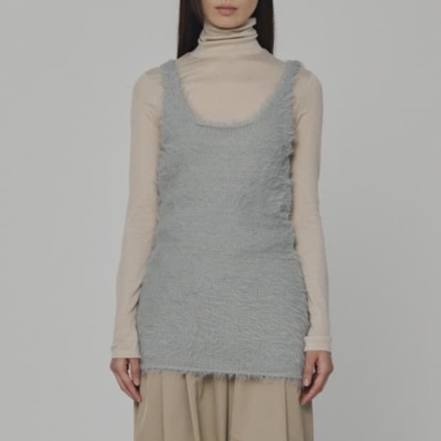 아모멘토 Shaggy Kint Dress Light Mint