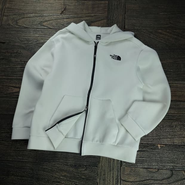 [노스페이스] 로고 자수 후드 집업 화이트 M18699