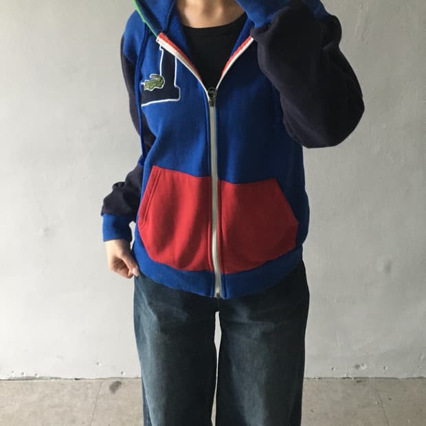 라코스테 배색 후드집업