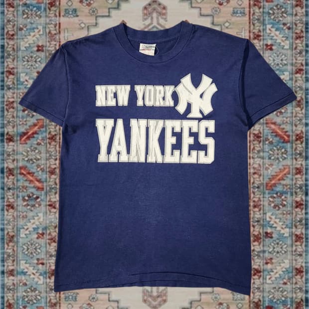 Made in USA 80s 빈티지 MLB 뉴욕 양키스 빅로고 티셔츠