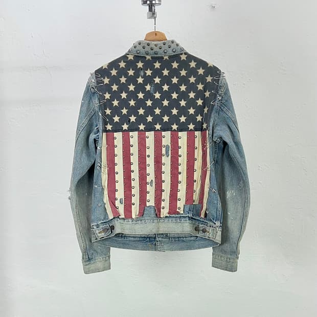 데님 앤 서플라이 USA 플래그 디스트레스 트러커 데님 자켓