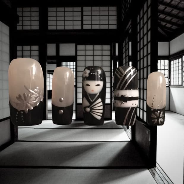 KOKESHIꫂ❁/ 일본 고케시 인형 오리엔탈 네일팁 프레스온 네일