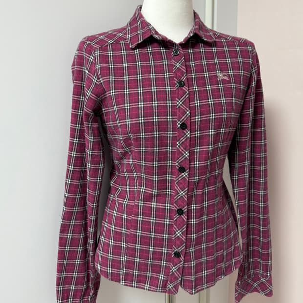 버버리 블루라벨 핑크 체리 셔츠