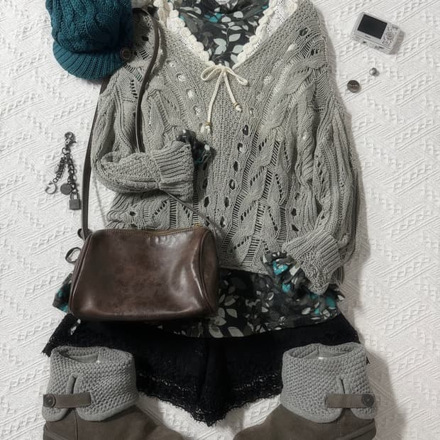 울 원피스 크로셰 니트 셔츠 4pcs SET