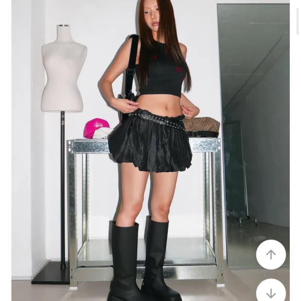 벌룬 펌킨 미니 스커트 블랙