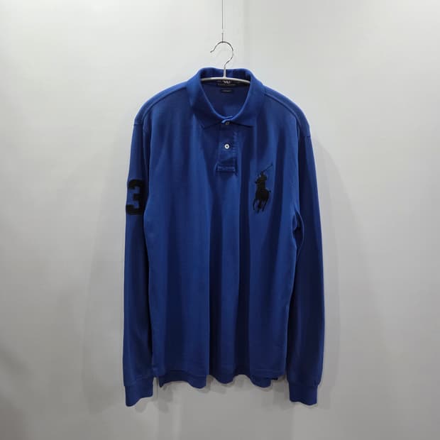 폴로랄프로렌 피케 카라 빅포니 롱슬리브 블루 L