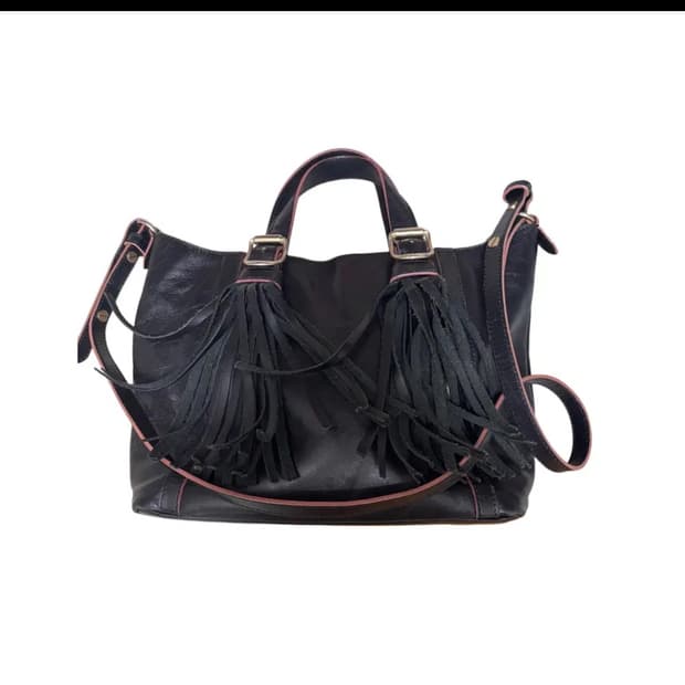 SEE BY CHLOE 프린지 블랙 가죽 토트백 끌로에 