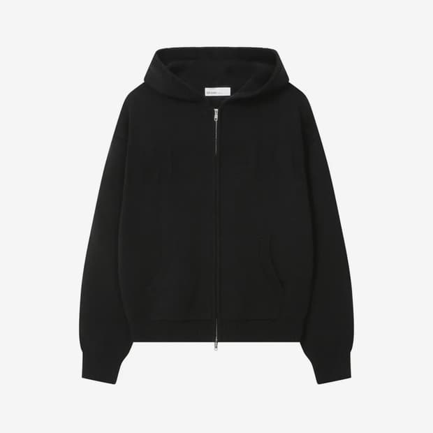 미세키서울 Logo knit hoodie zip-up BLACK 니트집업