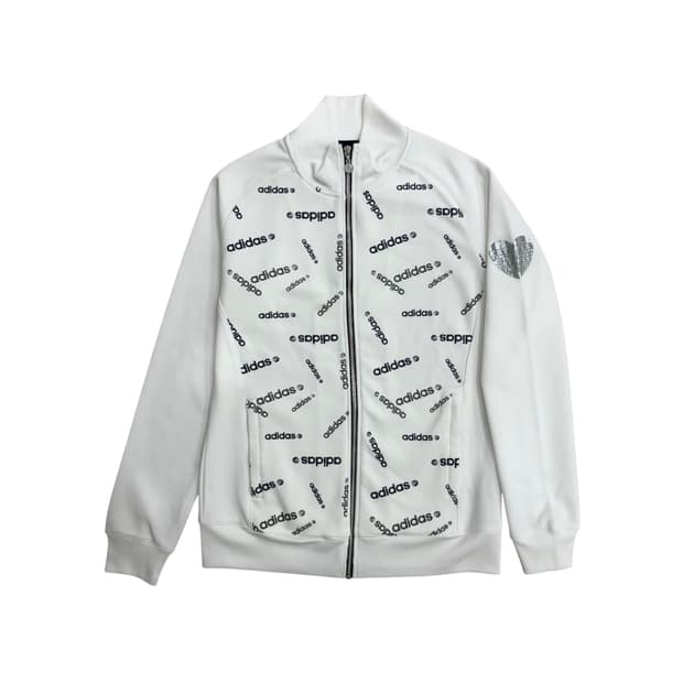 아디다스 00s 여자 여성 우먼스 화이트 멀티 로고 져지 자켓 L