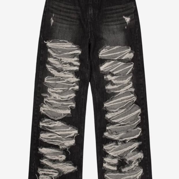 락케이크 Pia Damage Wide Jeans S사이즈