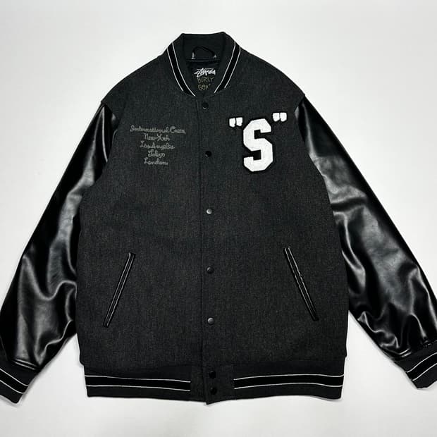 스투시 S로고 바시티 자켓 블랙 XL