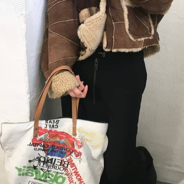 Vivienne Westwood 비비안웨스트우드 프린트 레더 토트백