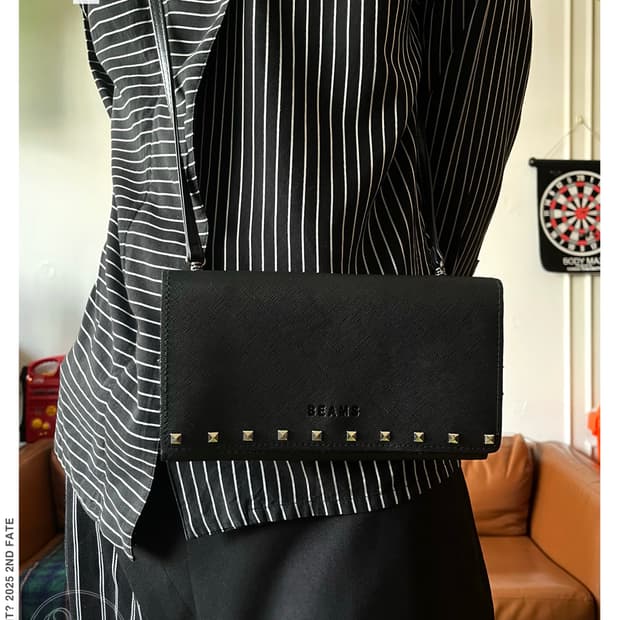 BEAMS Japan Rock Studs Leather Cross Bag