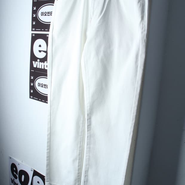 (L-XL) 리 면바지 팬츠 스티치 화이트 면 아메카지-P10061