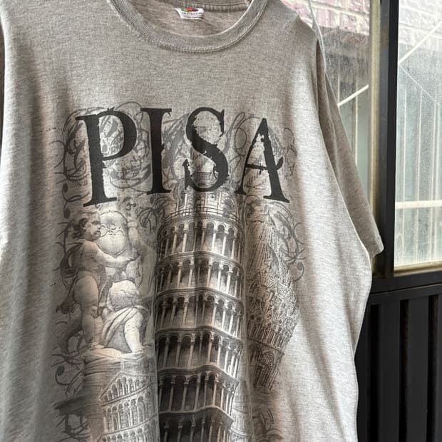 PISA ITALIA 이탈리아 피사의사탑 빈티지 그래픽 반팔 티셔츠