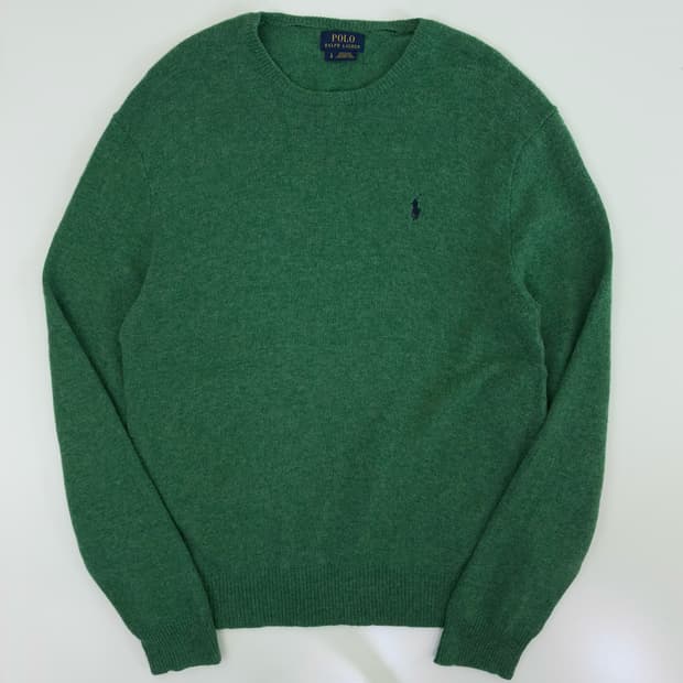 Polo  폴로 랄프로렌 자수 울 그린 니트