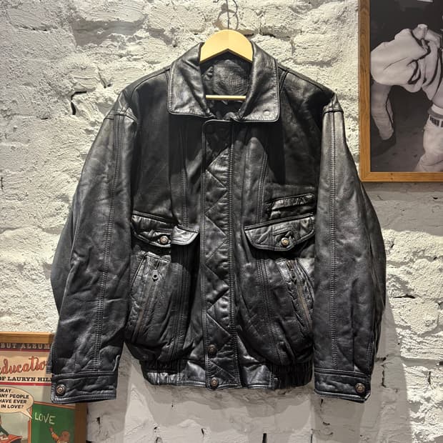 빈티지 양가죽 봄버 포켓 자켓