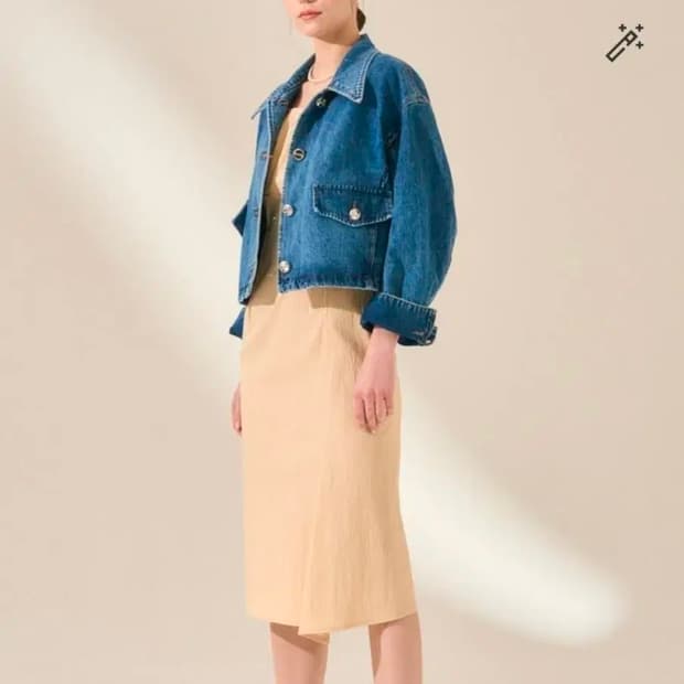 [마인] 한섬 커프스 데님 자켓 스모크블루