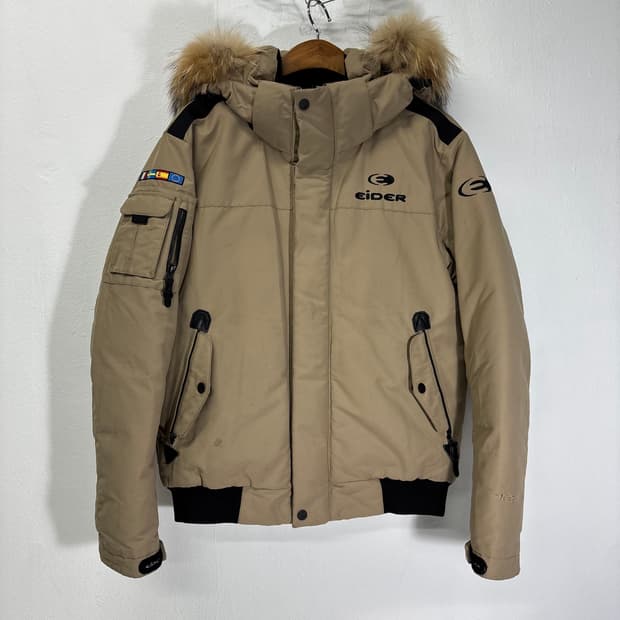 M 아이더 스투키 베이지 덕다운 라쿤퍼 덕다운 패딩