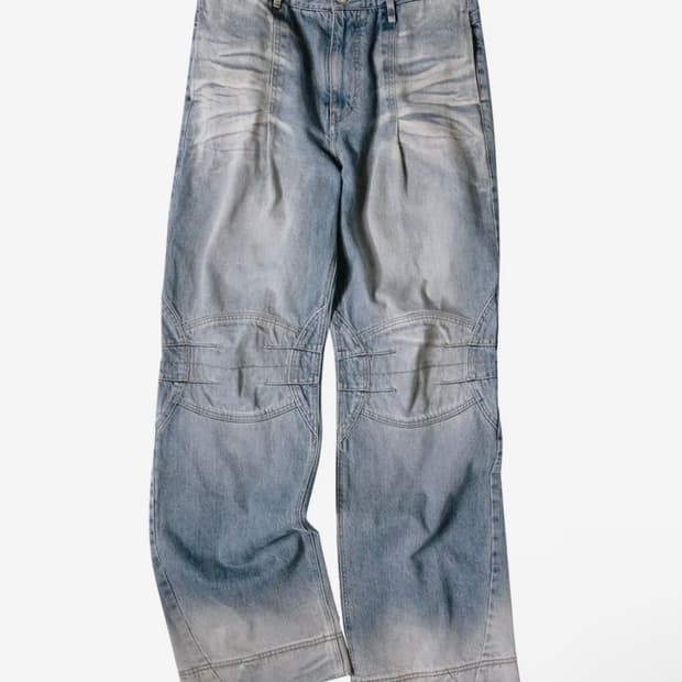 새상품 etce-WASHED BIKER DENIM PANTS (BLUE)
