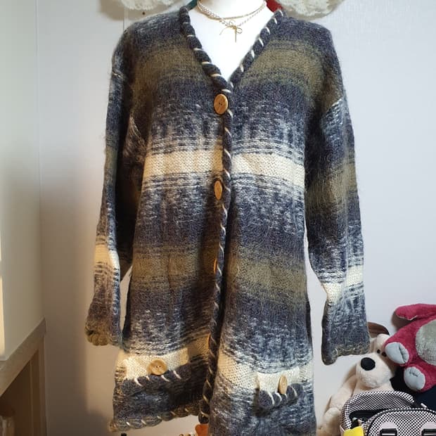 [모리걸] 빈티지 무늬 롱 가디건