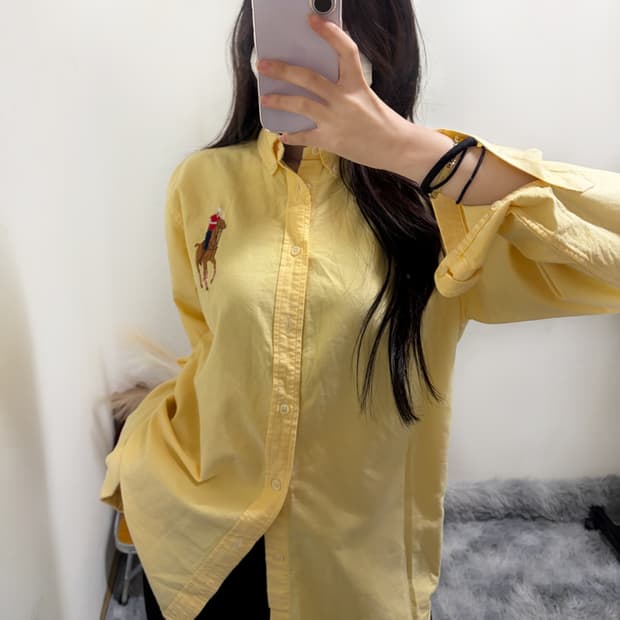 폴로 랄프로렌 y2k 빅포니 옐로우 셔츠(L)