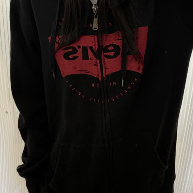 리바이스 블랙 후드집업 L