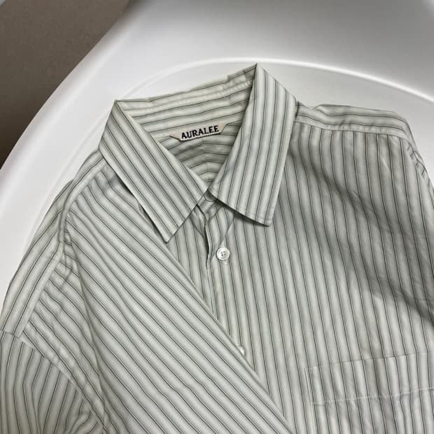 오라리 그린 스트라이프 셔츠 사이즈 3