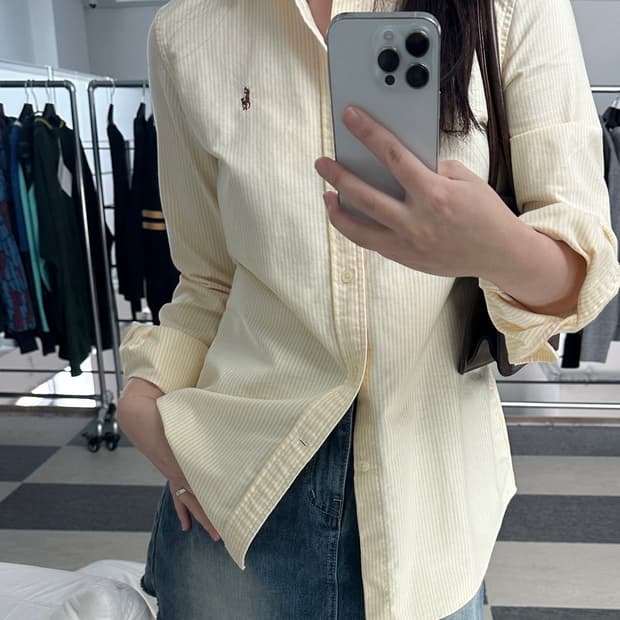 폴로 랄프로렌 옐로우 스트라이프 옥스포드 셔츠  