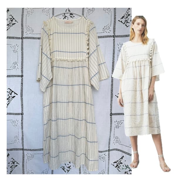 Tory Burch 토리버치 스트라이프 카프탄 태슬 원피스