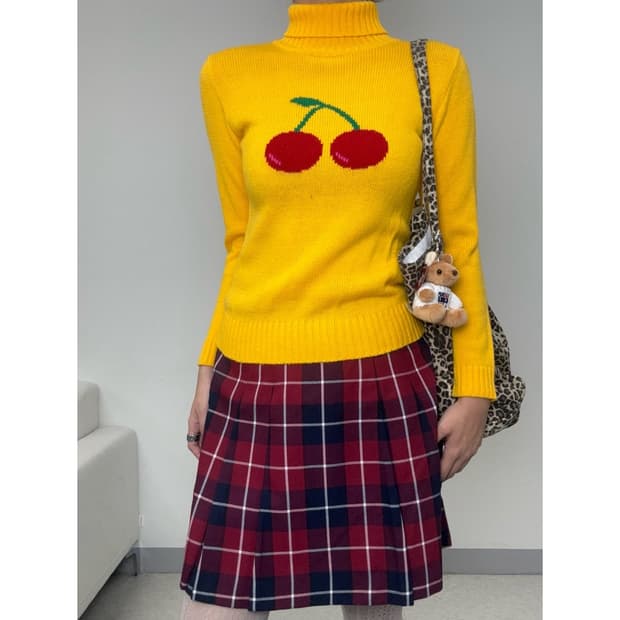 빈티지 키치 터틀넥 니트