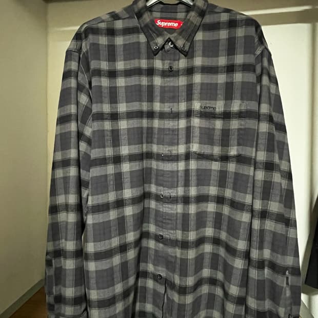 슈프림 플레이드 플란넬 셔츠 블랙 - 24SS XL