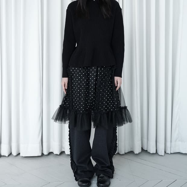 생긴스튜디오 BANDING RUFFLE DOT SHA SKIRT 
