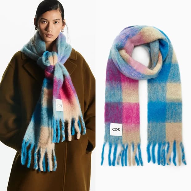COS 코스 모헤어 체크 머플러