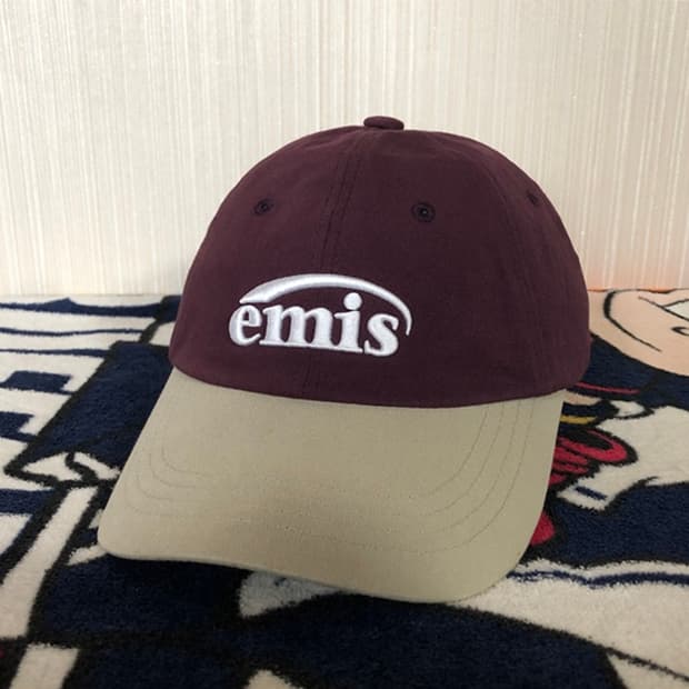 이미스(EMIS)뉴로고 믹스볼캡 베이지X버간디