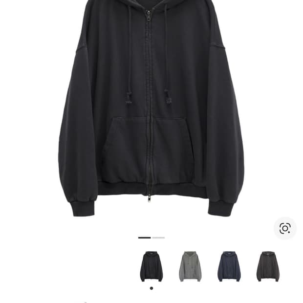 폴리테루 휴먼 루즈드 집 후디 / 워시드 블랙 3