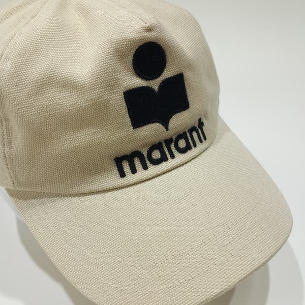 CL860 이자벨마랑 타이론 블랙 로고 자수 베이지 코튼 볼캡