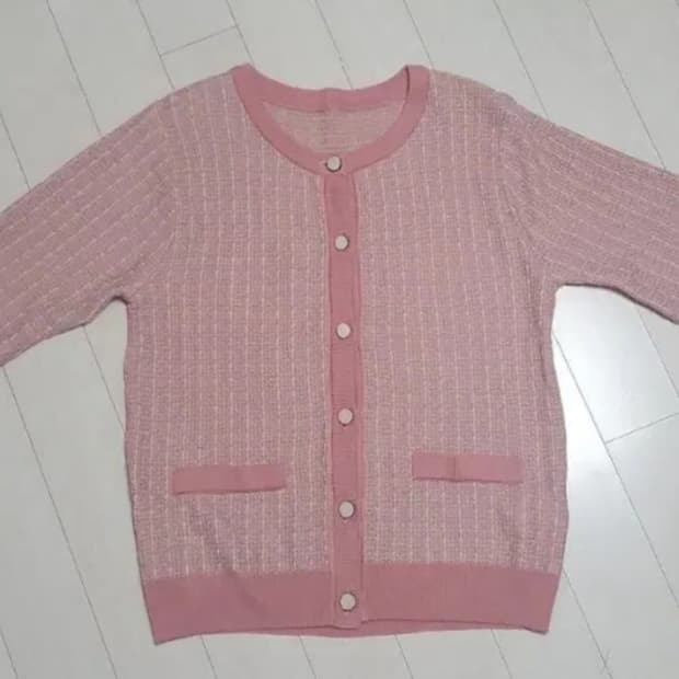 급처새상품!SI씨 딸기우유핑크 러블리 니트 가디건 레니본st리즈리사st