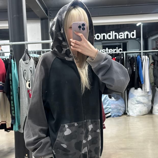 베이프 OG 다크그레이 카모 풀집업 후드집업